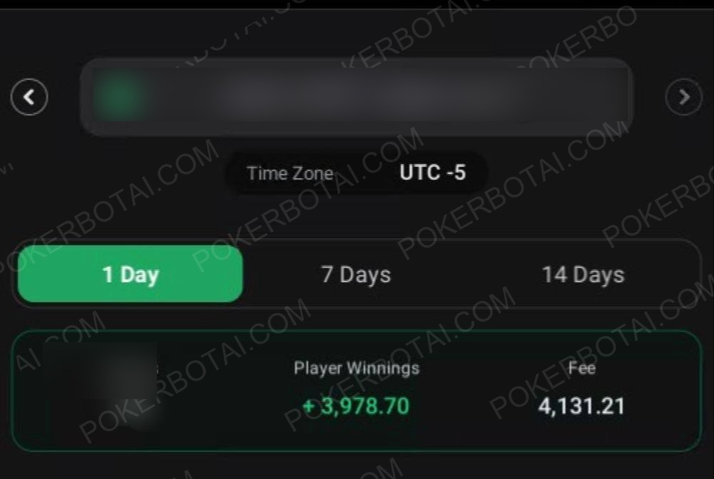 ClubGG 单日玩家盈利 +3,978（已隐去身份）